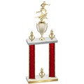 Double Red Glacier Victory Flag Football Trophy