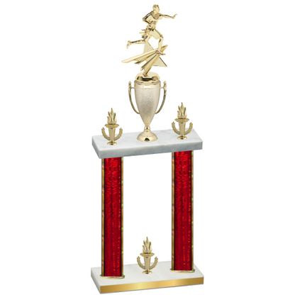 Double Red Glacier Victory Flag Football Trophy