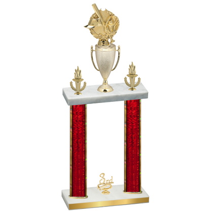 Double Red Glacier Third Place Baseball Trophy