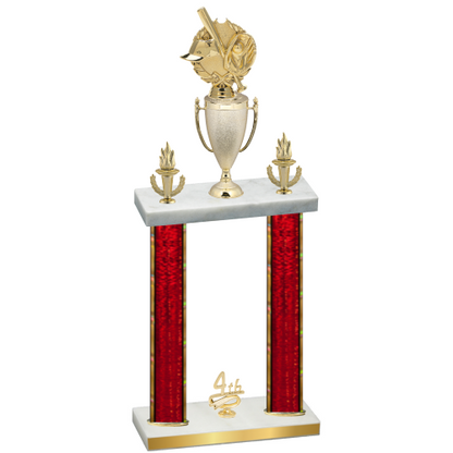 Double Red Glacier Fourth Place Baseball Trophy
