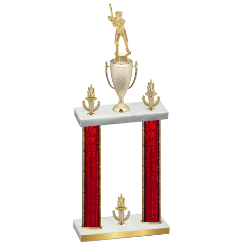 Double Red Glacier Victory Baseball Trophy