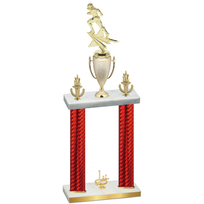 Double Red Carbon Fiber First Place Football Trophy