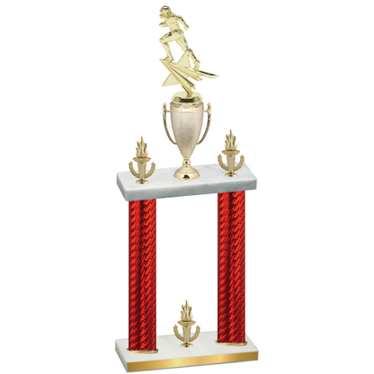 Double Red Carbon Fiber Victory Football Trophy
