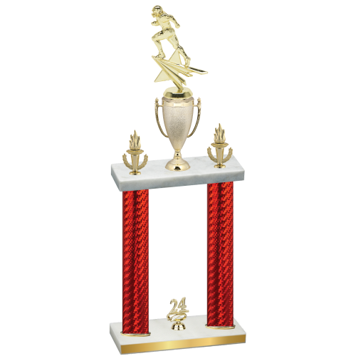 Double Red Carbon Fiber Year Football Trophy