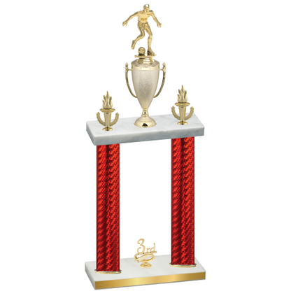 Double Red Carbon Fiber Third Place Soccer Trophy