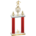 Double Red Carbon Fiber Third Place Soccer Trophy