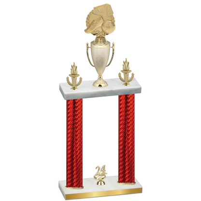 Double Red Carbon Fiber Year Soccer Trophy