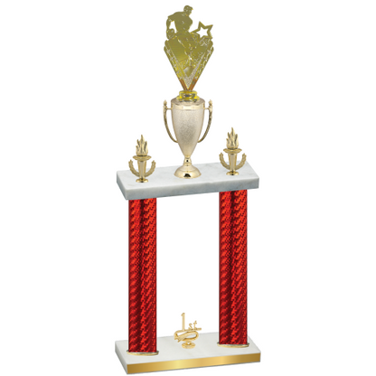 Double Red Carbon Fiber First Place Rugby Trophy