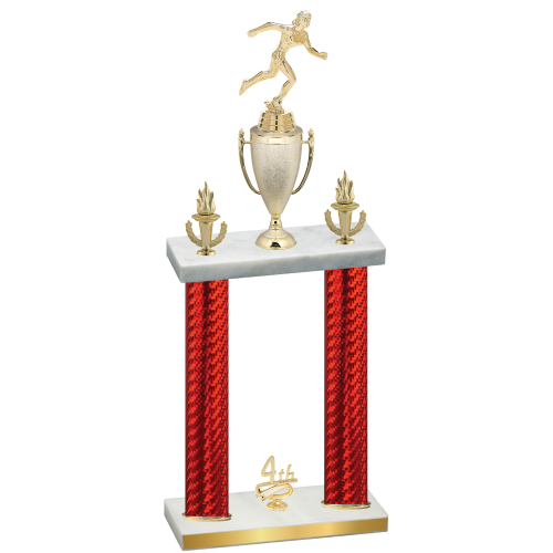 Double Red Carbon Fiber Fourth Place Running Trophy