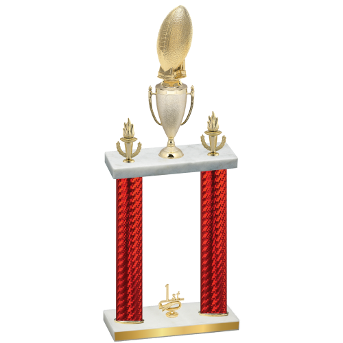 Double Red Carbon Fiber First Place Football Trophy