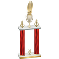 Double Red Carbon Fiber Year Football Trophy