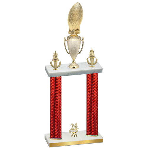 Double Red Carbon Fiber Year Football Trophy