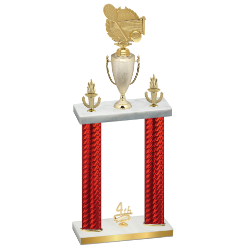 Double Red Carbon Fiber Fourth Place Tennis Trophy