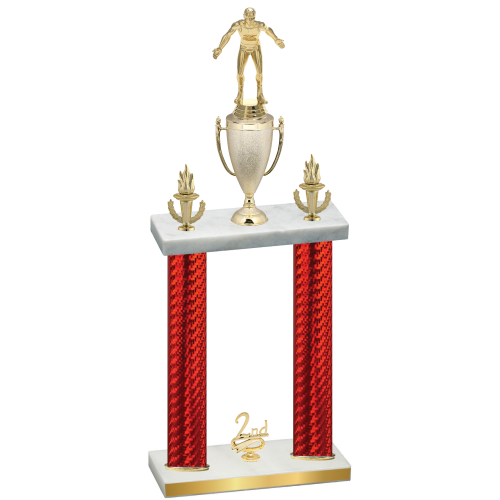 Double Red Carbon Fiber Second Place Wrestling Trophy