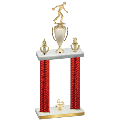 Double Red Carbon Fiber Fourth Place Bowling Trophy