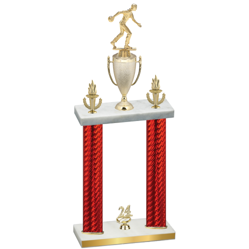 Double Red Carbon Fiber Year Bowling Trophy