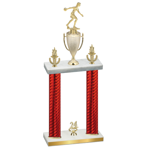 Double Red Carbon Fiber Year Bowling Trophy