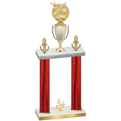 Double Red Carbon Fiber Fourth Place Bowling Trophy