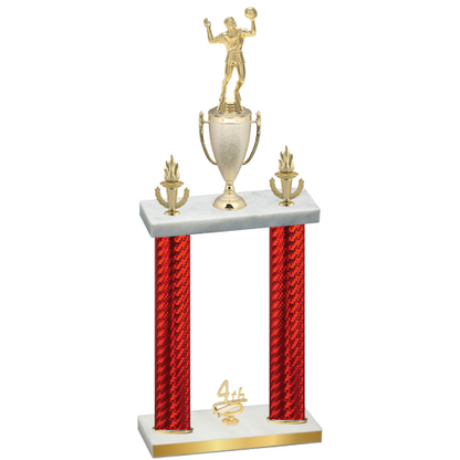 Double Red Carbon Fiber Fourth Place Volleyball Trophy