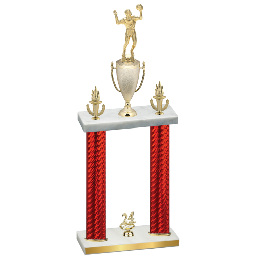 Double Red Carbon Fiber Year Volleyball Trophy