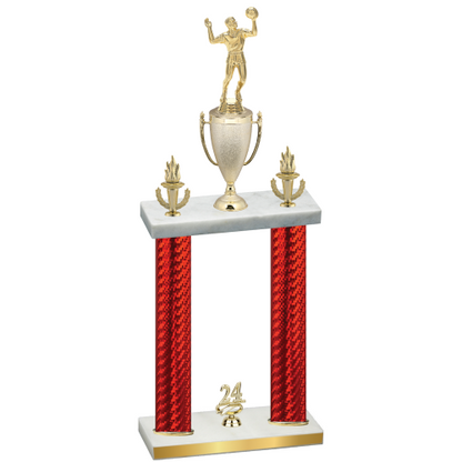 Double Red Carbon Fiber Year Volleyball Trophy