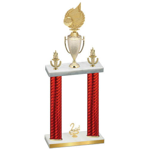 Double Red Carbon Fiber Second Place Volleyball Trophy