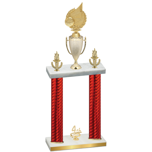 Double Red Carbon Fiber Fourth Place Volleyball Trophy