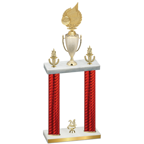 Double Red Carbon Fiber Year Volleyball Trophy