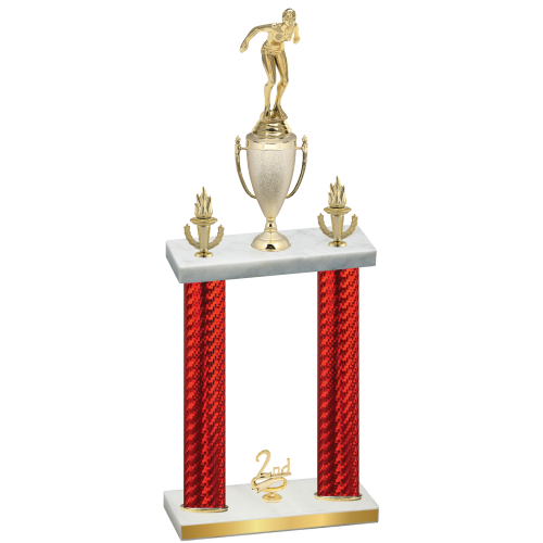 Double Red Carbon Fiber Second Place Tennis Trophy