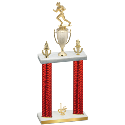 Double Red Carbon Fiber First Place Football Trophy