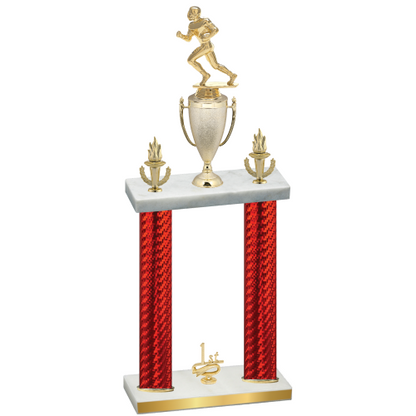 Double Red Carbon Fiber First Place Football Trophy