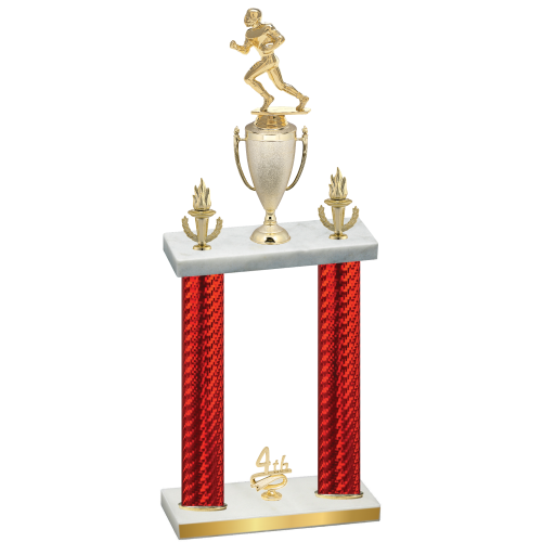 Double Red Carbon Fiber Fourth Place Football Trophy
