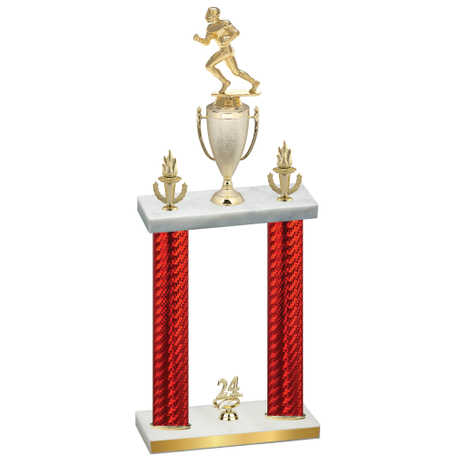 Double Red Carbon Fiber Year Football Trophy