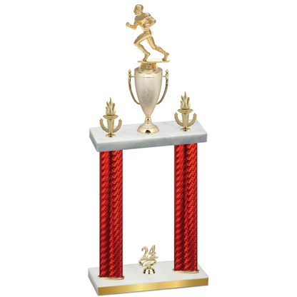 Double Red Carbon Fiber Year Football Trophy