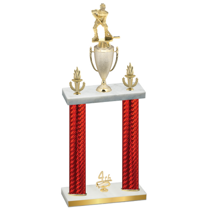 Double Red Carbon Fiber Fourth Place Hockey Trophy