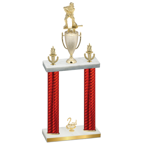 Double Red Carbon Fiber Second Place Hockey Trophy