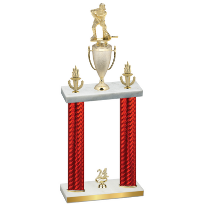 Double Red Carbon Fiber Year Hockey Trophy