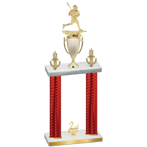 Double Red Carbon Fiber Second Place Lacrosse Trophy