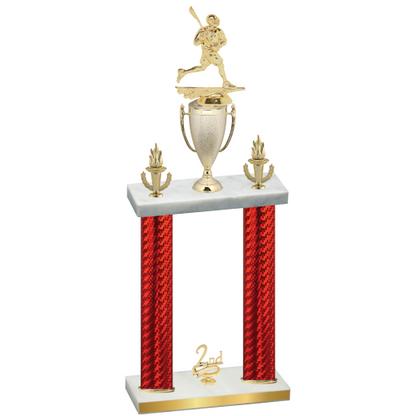 Double Red Carbon Fiber Second Place Lacrosse Trophy