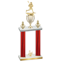 Double Red Carbon Fiber Third Place Lacrosse Trophy