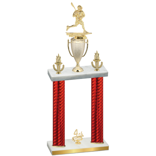 Double Red Carbon Fiber Fourth Place Lacrosse Trophy