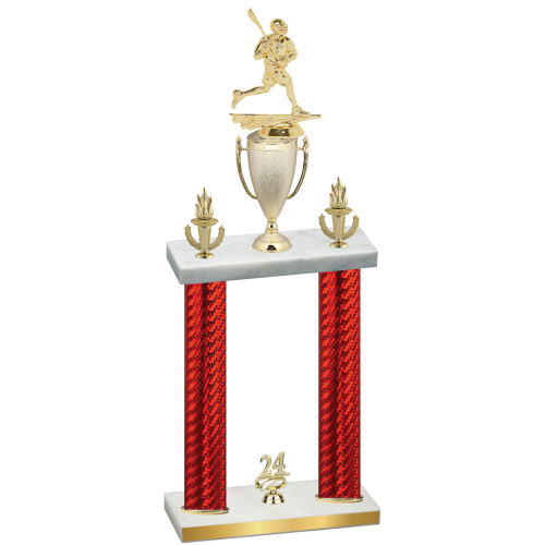Double Red Carbon Fiber Year Lacrosse Trophy