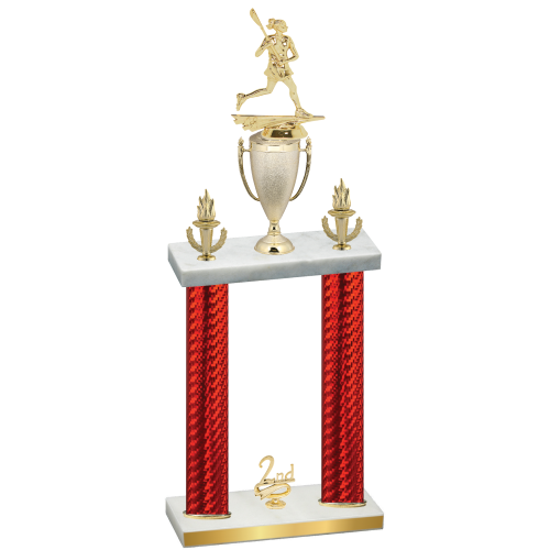 Double Red Carbon Fiber Second Place Lacrosse Trophy