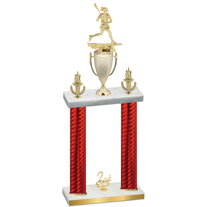 Double Red Carbon Fiber Second Place Lacrosse Trophy