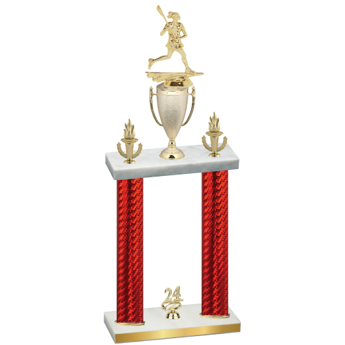 Double Red Carbon Fiber Year Lacrosse Trophy