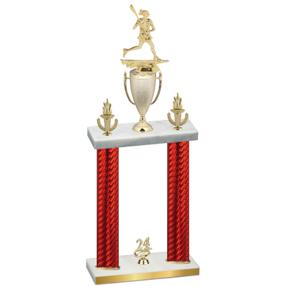 Double Red Carbon Fiber Year Lacrosse Trophy