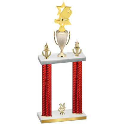 Double Red Carbon Fiber Year Pickleball Trophy