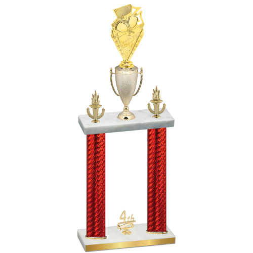 Double Red Carbon Fiber Fourth Place Pickleball Trophy