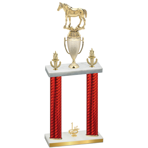 Double Red Carbon Fiber First Place Horses Trophy