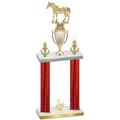 Double Red Carbon Fiber Third Place Horses Trophy